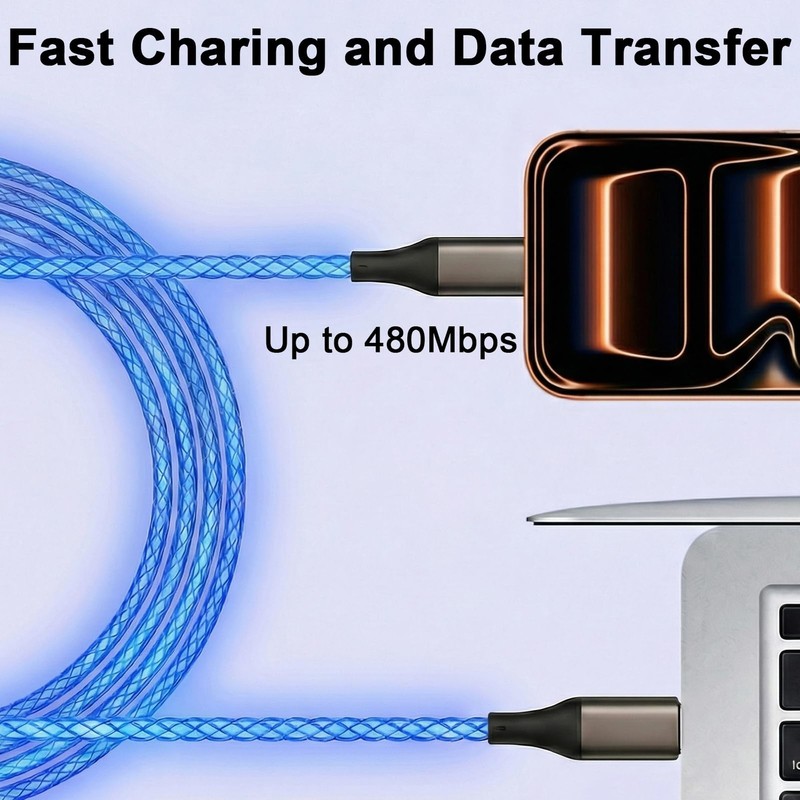USB to USB Cable, Light up Charger Cable, 60W USBC to USBC Cord, to Fast Char... gallery