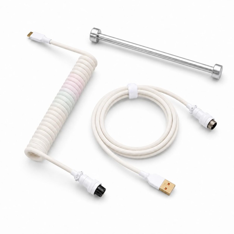 Coiled Keyboard Cord with Keyboard Cable Organizer, Detachable Metal Aviator,...