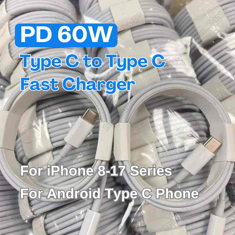 For iPhone17 16 16e 15 Pro Samsung PD 60W USB C to Type C Fast Charger Cable Lot