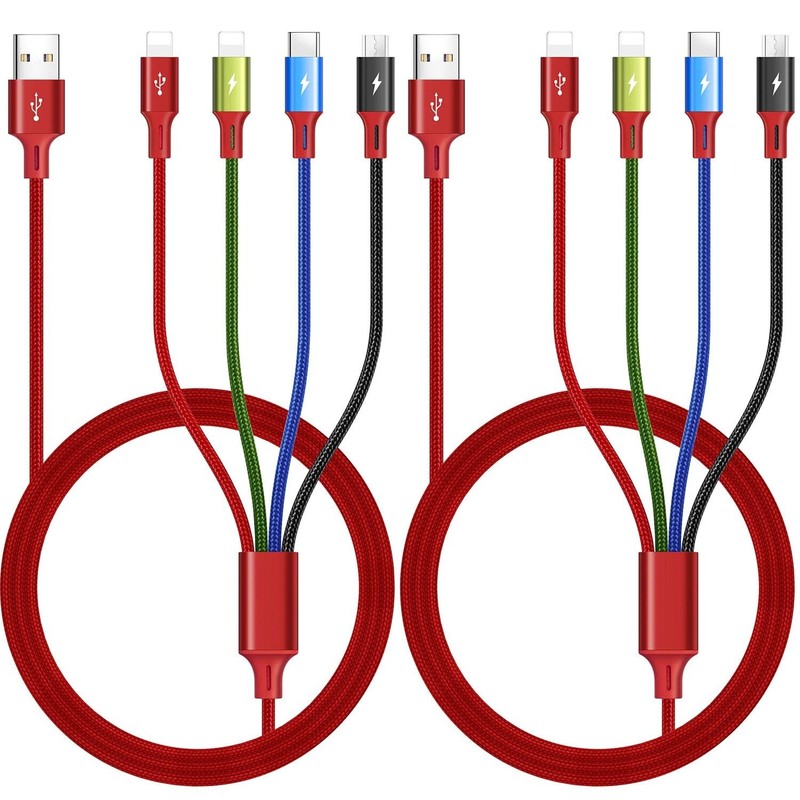 Multi Charging Cable 3.5A, [2Pack 6Ft] 4 in 1 Fast Charging Cable, Multi Char…