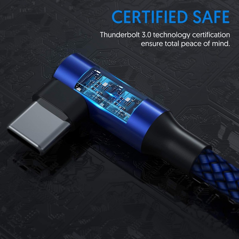 USB C Cable 90 Degree Right Angle2Pack 10FT, USB A to Type C Nylon Braided Fa... gallery