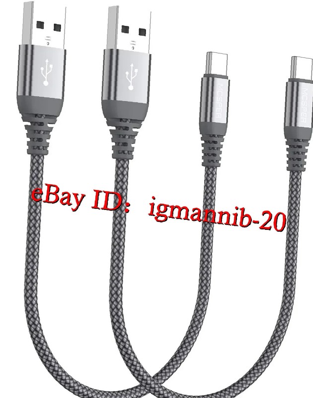 SHORT USB C CABLE 0.5FT 2-PACK FAST CHARGING NYLON BRAIDED FOR IPHONE 15/16 SAMS