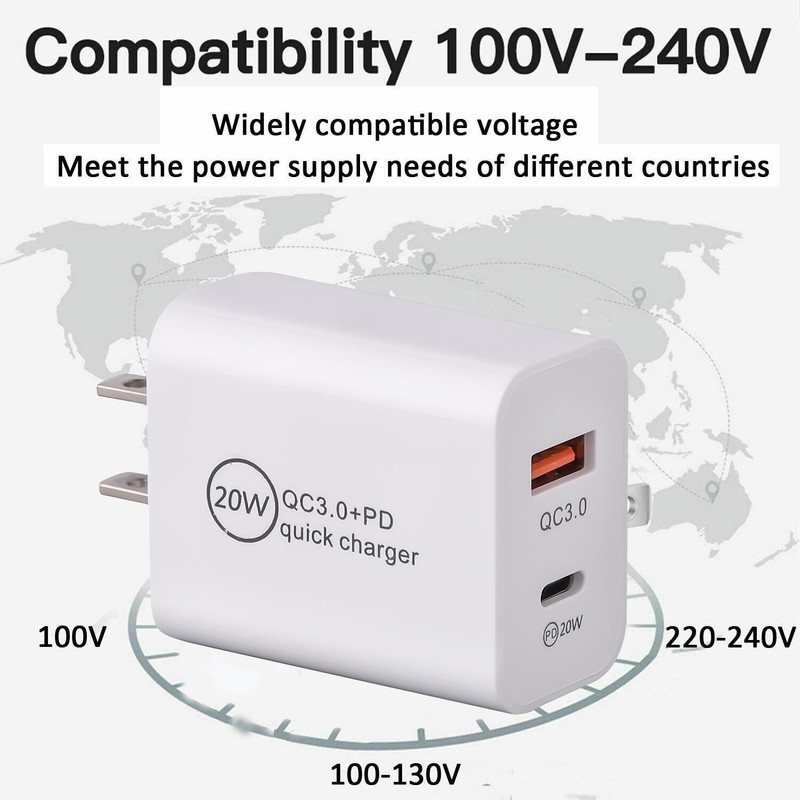 PD 20W USB-C Dual Port Adapter Wall Charger For iPhone 12 13 14 Pro Max SAMSUNG gallery