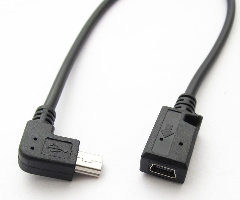 1pc 1ft/30cm Mini 5pin USB Male To Female Right Angle Data and Charge Cable Cord gallery