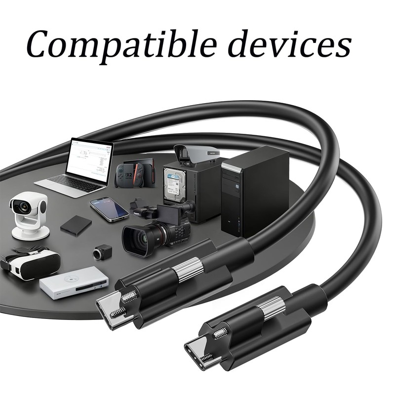 3FT USB4 Cable ScrewLock 80Gbps 240W 8K Thunderbolt 4/3 Machine Vision gallery