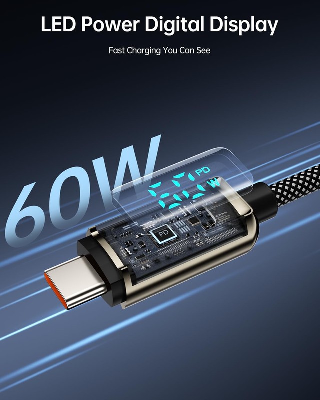 6FT USB C to USB C Cable Fast Charge, Silver Zinc Alloy & Nylon Braided Cable... gallery