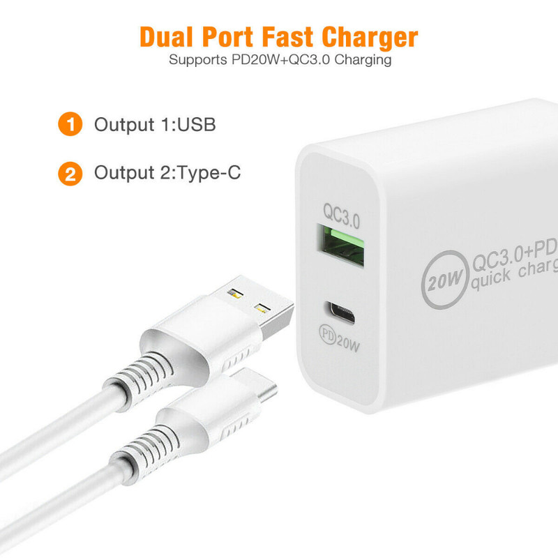 1-10 Pack Lot USB C Fast Charger 20W PD Power Block Cable For iPhone 14/13/12/11 gallery