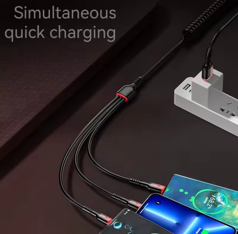 66W 6A 3 in 1 Fast Charge Type C Cable Micro USB Cable for iPhone Huawei Xiaomi gallery