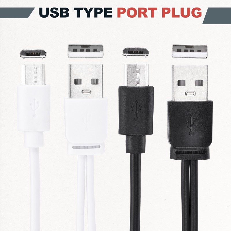 2Pcs Multi Charging Cable, 2 in 1 USB A to Micro USB Splitter 8", Black White gallery