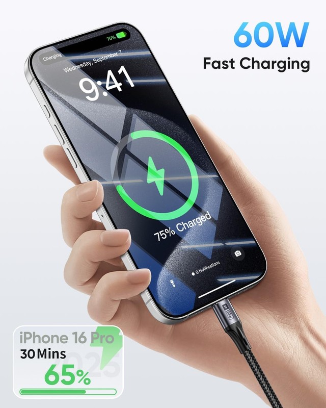 2-in-1 USB C to USB C Cable 5FT, 60W Max Fast Charging Type C Multi Cable Pho... gallery