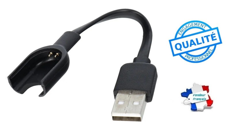 15cm Black USB A Charging Cable For XIAOMI Mi Band 2 (Connected Watch)