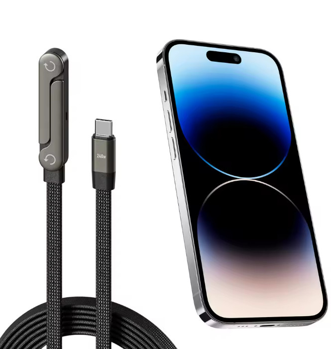 2in1 240W Fast Charging Cord For iPhone1716 With Phone Stand Foldable Holder Lot gallery