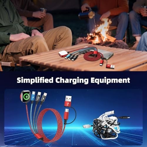 4-in-2 Multi Charging Cable for iPhone, Android, iWatch - 5FT USB A/C Dual Charg gallery