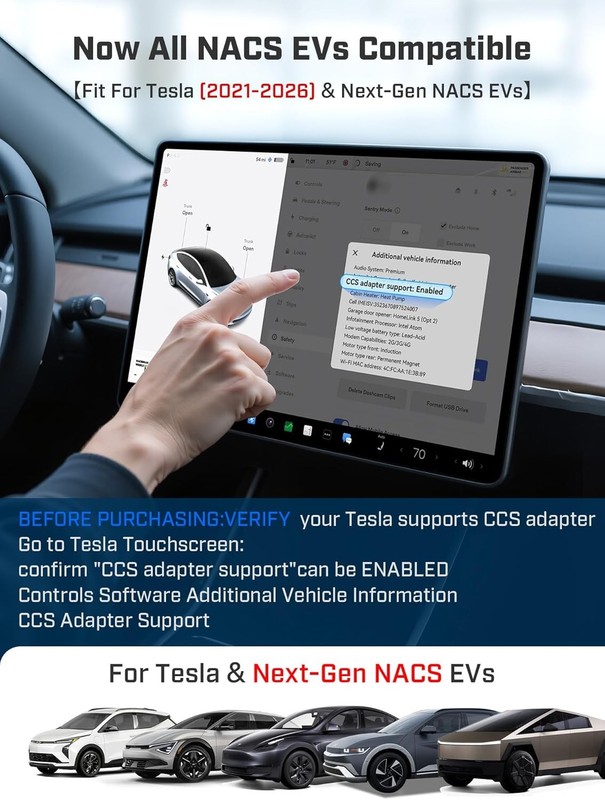 CCS1 to NACS Adapter Raylix 250kW for Tesla 2021-2026 gallery