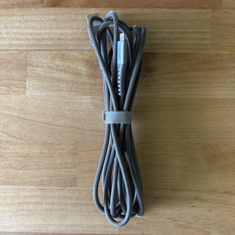 Ventev USB-A to Lightning Cable 10ft Gray Braided Cable MFi Certified