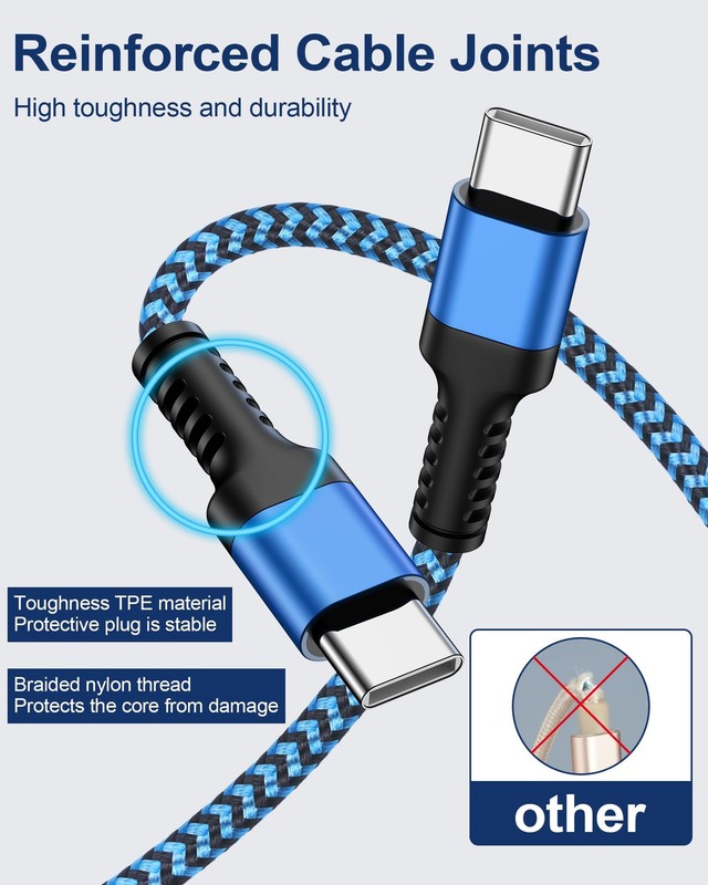 iPhone 15/16/17 Fast Charger Cable 10ft, Extra Long 10FT, Blue, Purple gallery