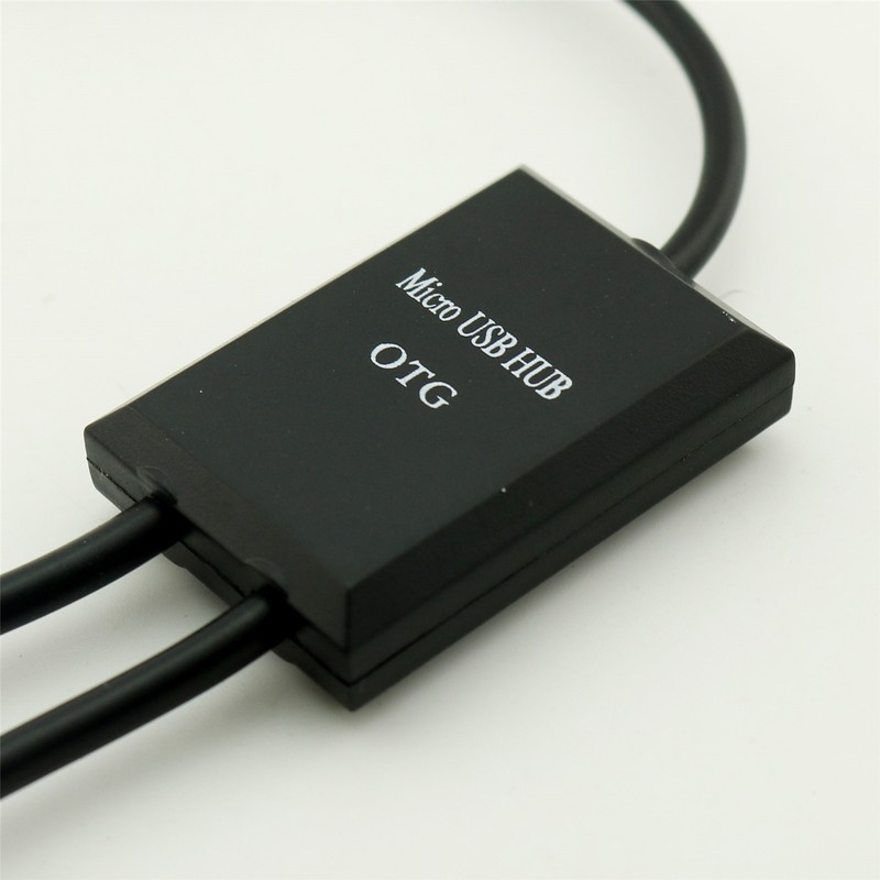 1x 2 in1 Micro USB OTG Hub Extension Adapter For Android Phone & Tablet Black gallery