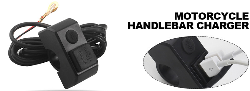 7/8" Motorcycle 2-USB Port Handlebar Charger 12V To 5V 3A gallery