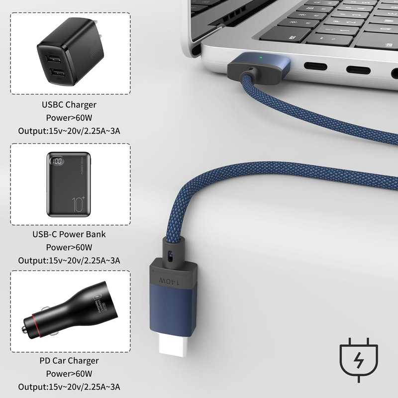USB-C to Magnetic 3 Cable Compatible with Magsafe Charging Cable for M4 14” 16” gallery