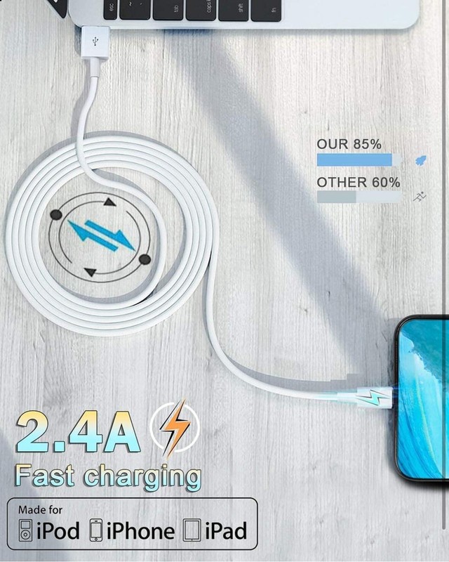 4 Pack [Apple MFi Certified] Apple Charging Cables 6ft, iPhone Chargers (White) gallery