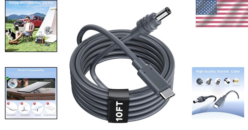 Waterproof 3M USB Type-C to DC Power Cable - Compatible with Starlink Mini gallery