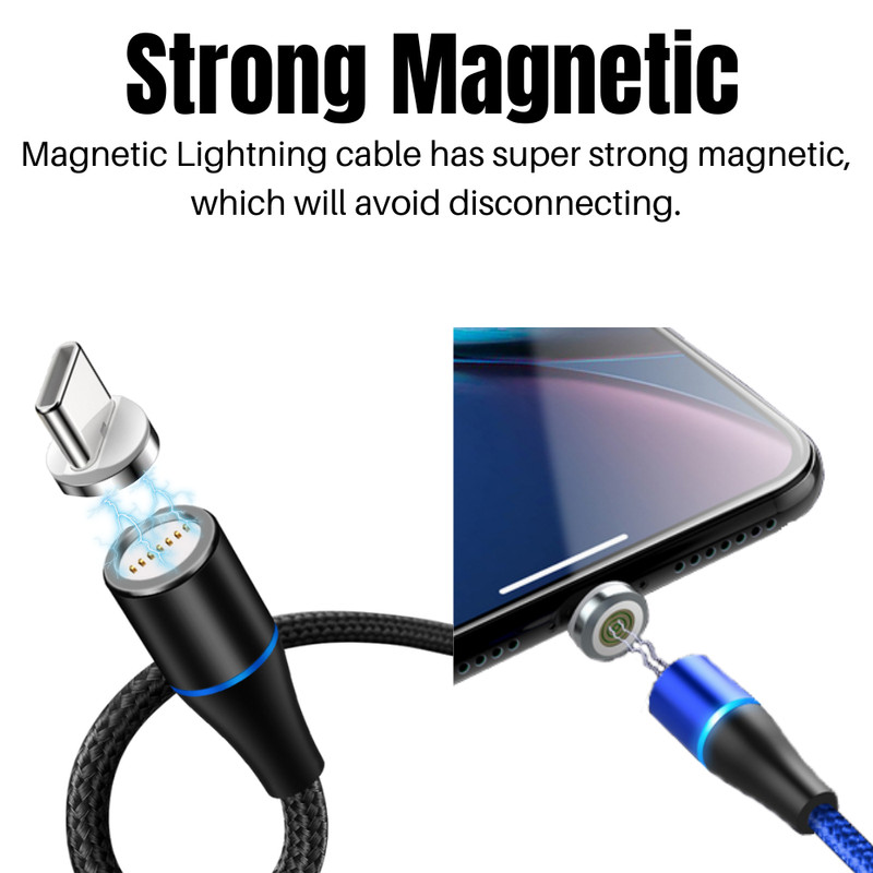 3 PACK Magnetic Phone Charger Fast Charging Cable Type C Cord For Samsung/Google gallery