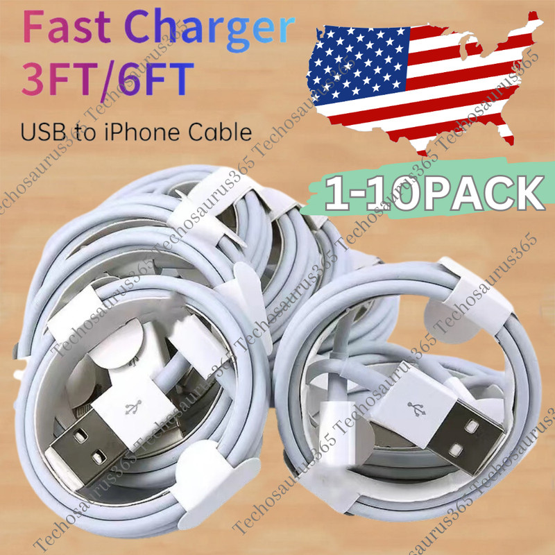 10x USB Charger Cable Lot For iPhone 14 13 12 11 Pro Max XR 8 7 6 Charging Cord