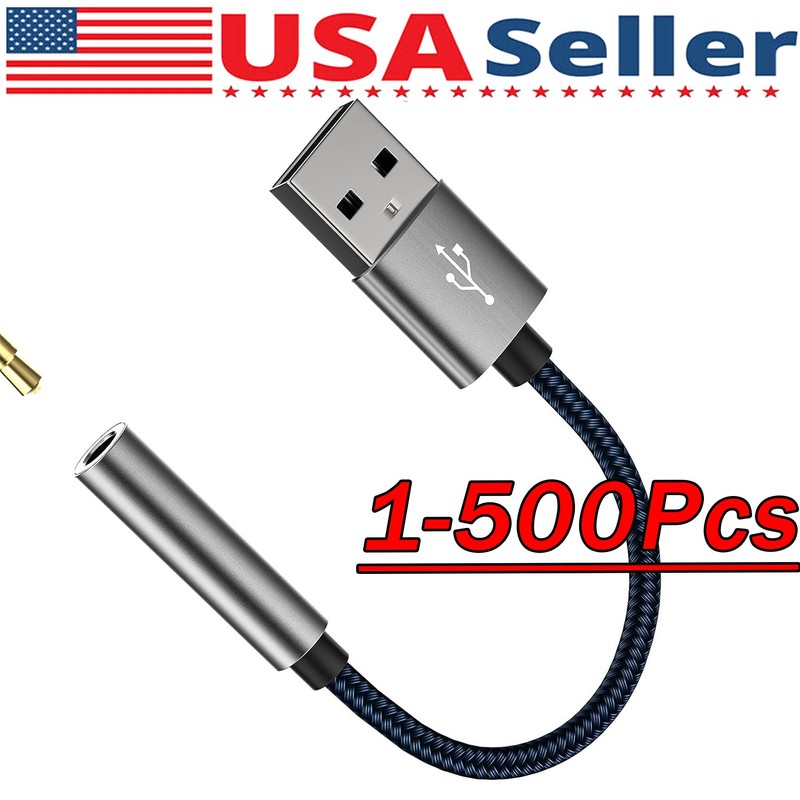 USB Type A To 3.5mm AUX Female Audio Headphone Jack Cable Adapter Lot