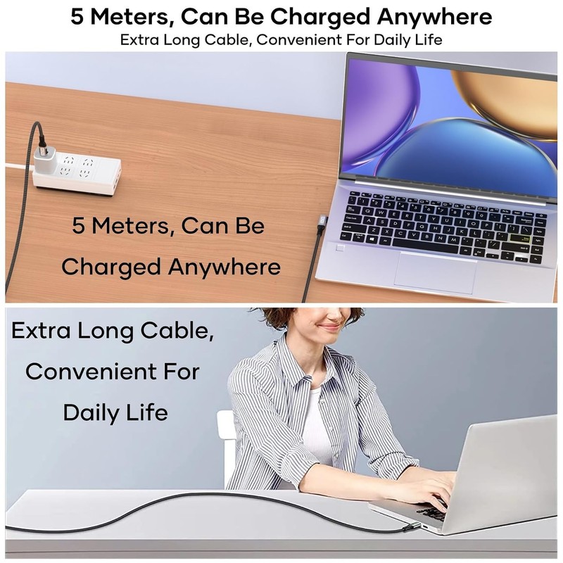 High-Speed 1.64FT USB C to C Cable, 240W PD 3.1, Right Angle Braided Design gallery