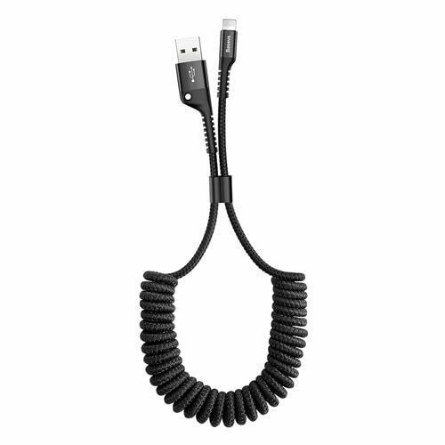 Baseus Coiled Elastic USB Data Charging Cable For iPhone14 13 12 11 Pro Xs X 8 7