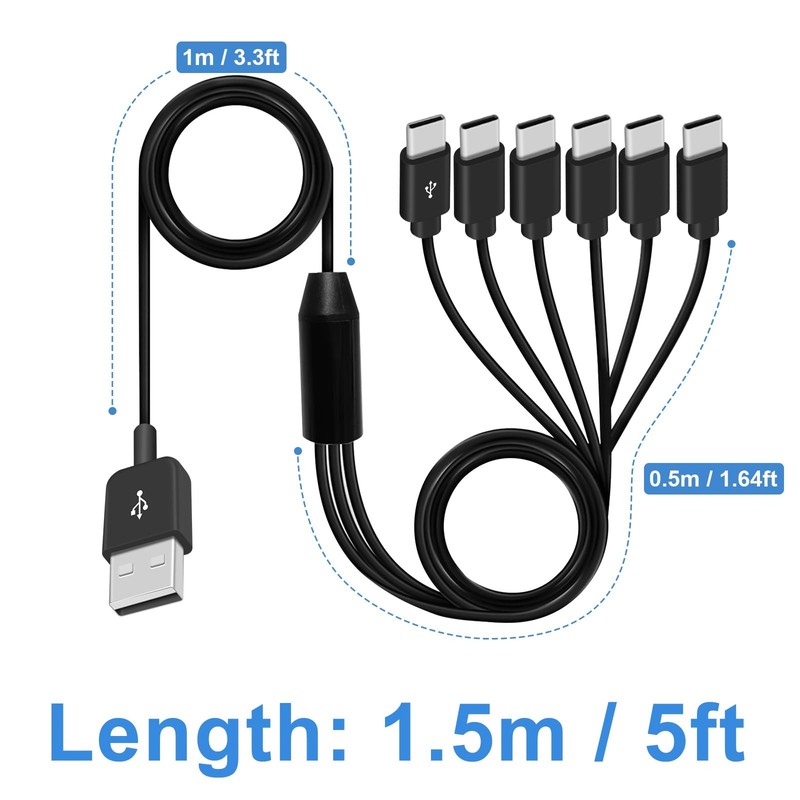 USB A to USB C Splitter Cable, Multi USB C Splitter Cable, 6 in 1 USB 2.0 Typ... gallery