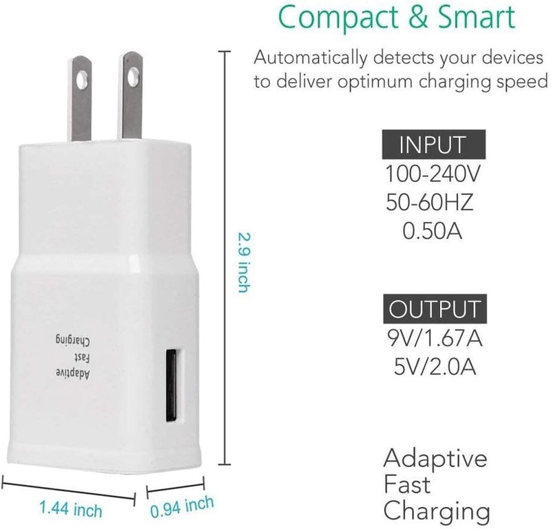2-Pack Fast Wall Charger Plug + USB Type C Cable For Samsung Galaxy A20/A30/A50 gallery