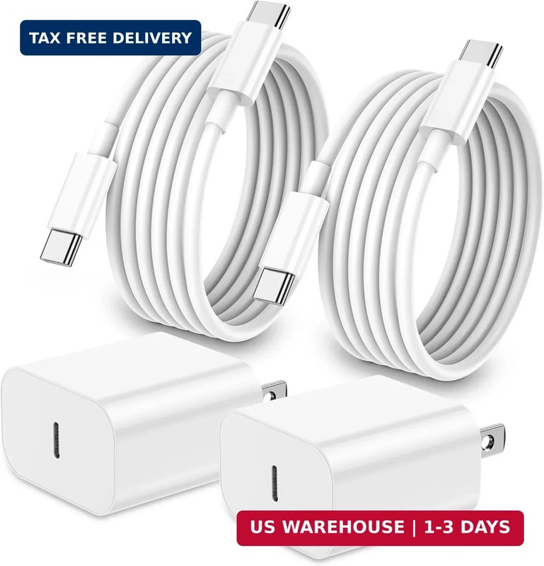 iPhone 17 16 15 Charger Fast Charging,2Pack 20W Apple iPad USB C Wall Charger Bl