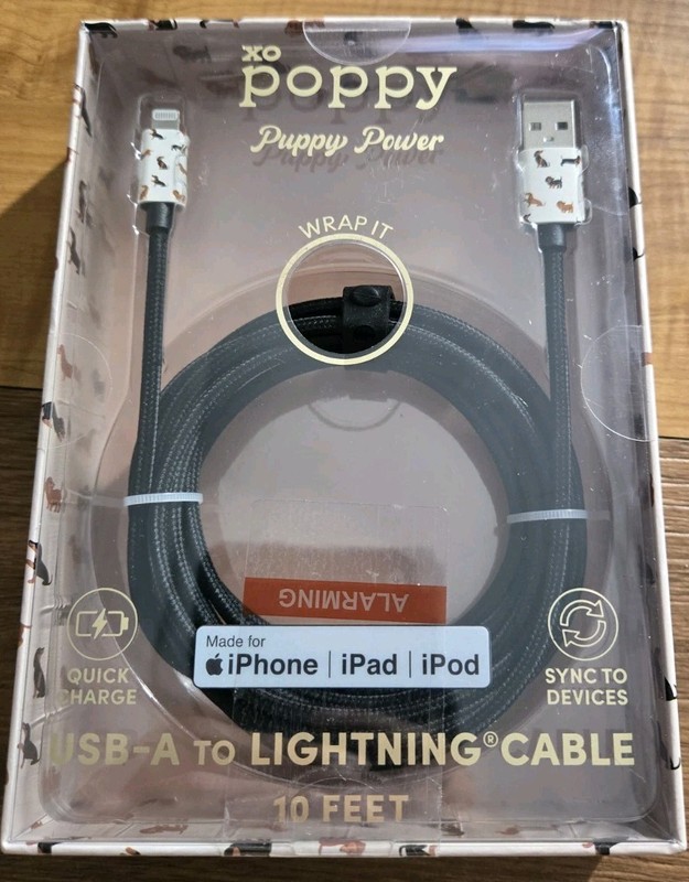 XO Poppy Dachshund Charging Cable 10ft for iPhone or iPad