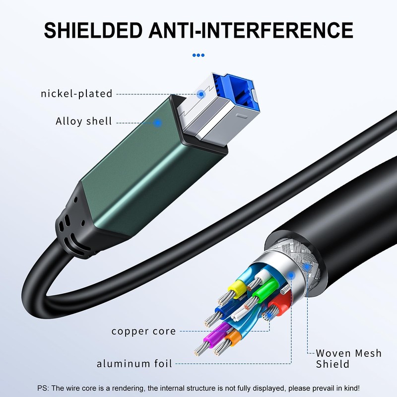 10 FT USB 3.0 Printer Cable Type A Male To B Male High Speed Scanner gallery
