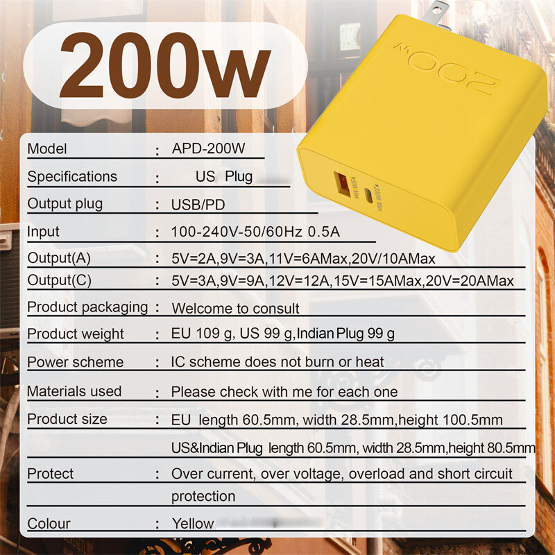 200W TypeC Wall Charger 4-In-1 Super 4FT Cable For iPhone 16 15 14 13 12 Pro Max gallery