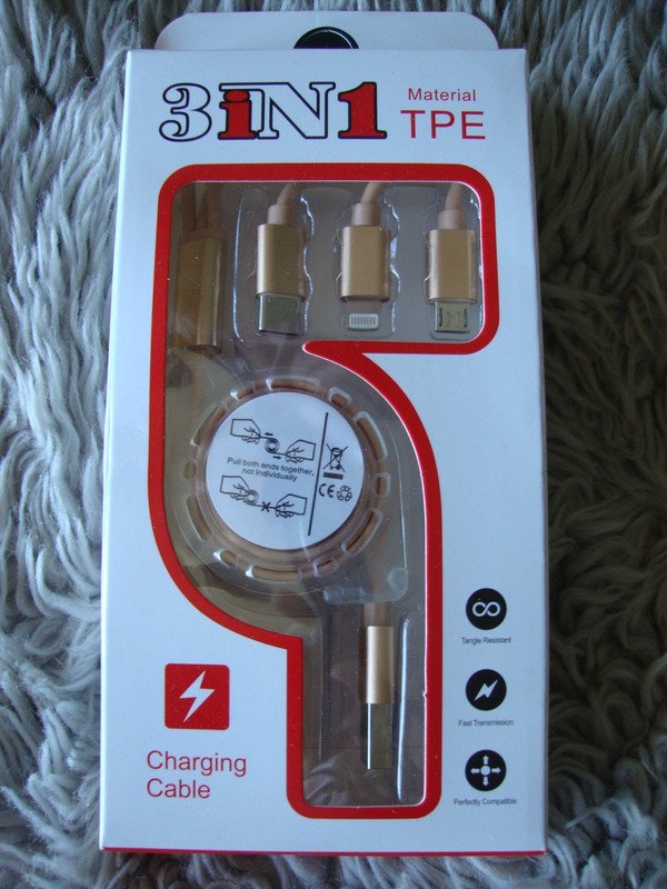 3 in 1 arterial TPE Charging Cable * New in Box