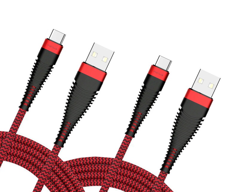 6FT AND 10FT LONG USB-C CABLES FAST CHARGE TYPE-C CORD POWER WIRE RED for PHONES