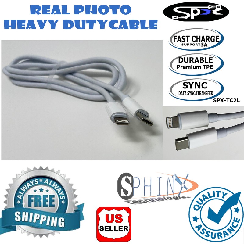 Replacement USB-C to Lightning Cable Charger Data Sync for Apple iPhone 11 12 13
