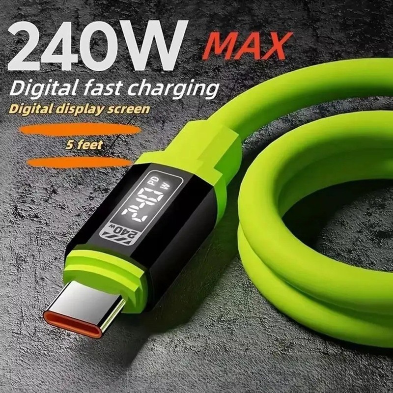 Ultra-Fast 240W Type-C Charging Cable, 2M, Soft Non-stick Silicone Material gallery