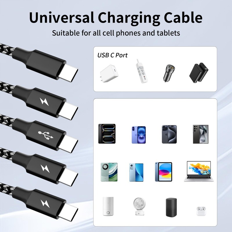 USB C Splitter Multi Charging Cable 3Pack, Dual Type C Charger Cord,4 in 1 Mu... gallery