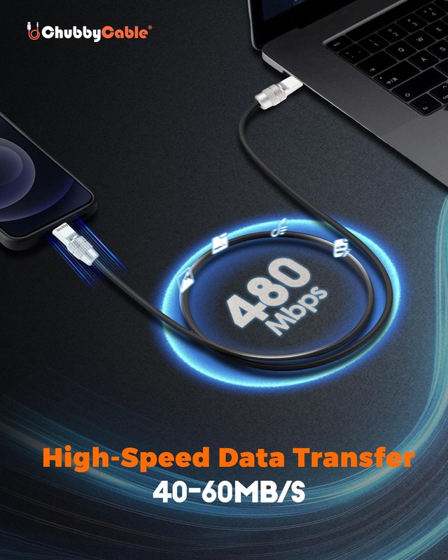 Couple Chubby 2 Pack 240W USB C Cable Extra Thick Silicone Fast Charging Cabl... gallery