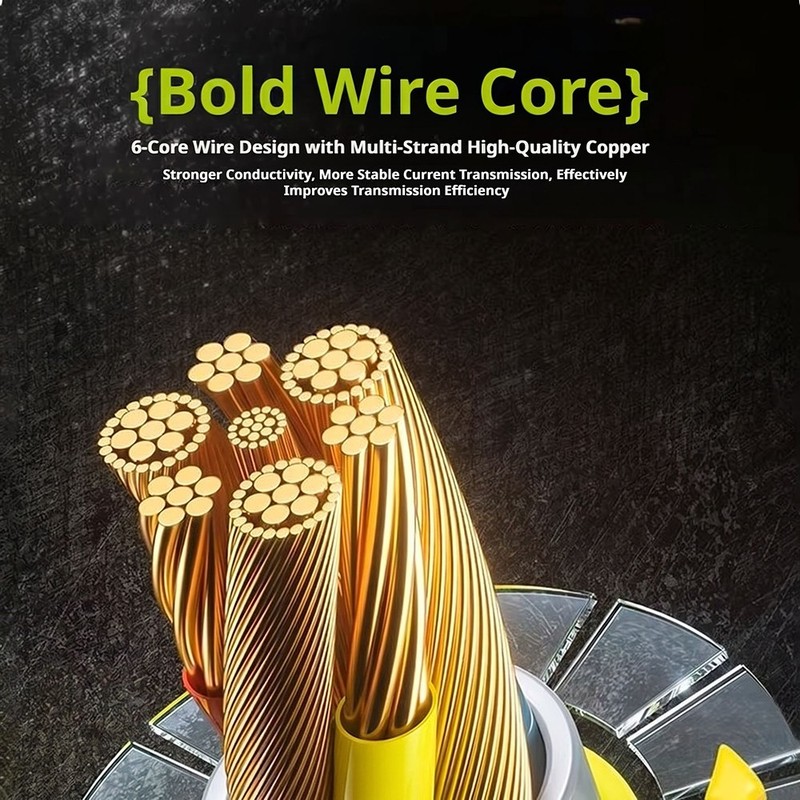 240W 4-in-1 Dual Type-C Fast Charging Cable for iPhone & Android Yellow A7 gallery