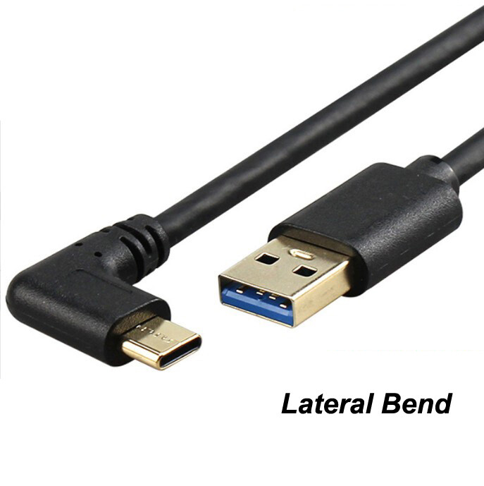 90 Degree Right Angle USB A to Type C Fast Data Sync Charger Charging Cable Wire gallery