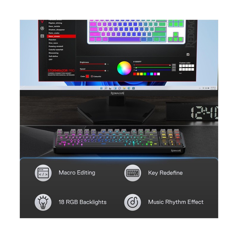 Redragon K707 PRO GB 80% Gasket RGB Gaming Keyboard, 3-Modes Wirele... Fast Ship gallery
