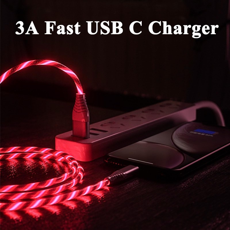 2 Packs USB Charging Cable 3A Light Up USB A to USB Fast Charger Cord with Sa... gallery