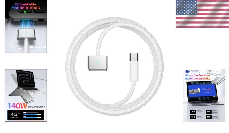 Durable 6.6ft USB-C to Magnetic 3 Cable – 40W Fast Charging for MacBook Air gallery