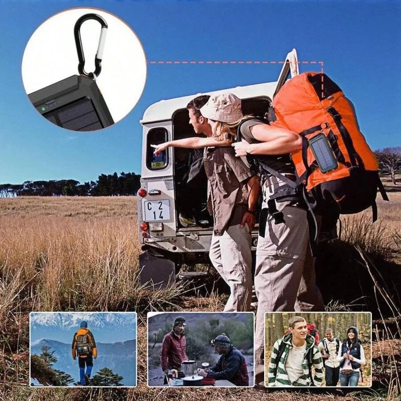 10000mAh Solar Power Bank Dual USB & USB-C Output Charger For Outdoor Adventures gallery
