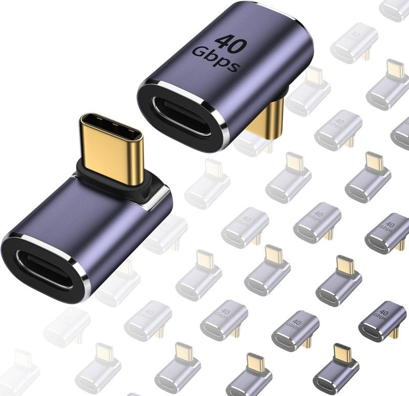 90° USB C Right Angle Adapter 40Gbps Data Transfer Type C Male to Female Connect gallery