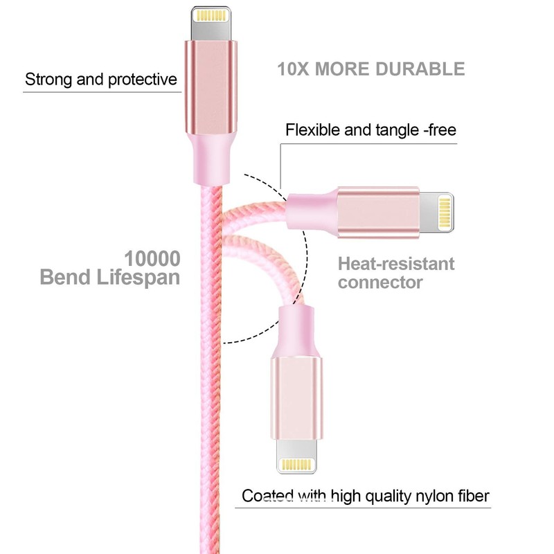 iPhone Charger, 5 Pack 3/3/6/6/10FT Apple MFi Certified USB Lightning Cable N... gallery